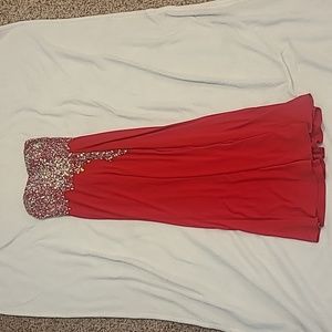 Red, formal, floor length dress in size 2